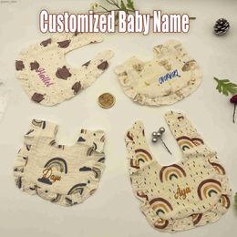 Bibs Burp Cloths Customized Apron For Baby Accessories Kid Newborn Girl Clothing Baby Cotton Bib Waterproof Scarf for Boys Custom Baby Bibs Gift Y240412