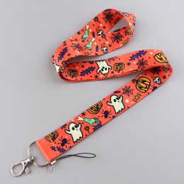 Halloween Ghost Cute Pumpkin Neck Strap Keychain Badge Holder ID Card Pass Hang Rope Adorn Lanyards for Keyrings Gifts for Kids