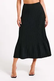 Skirts Spring Summer Fashion Solid Colour Half Skirt Women Elegant Commuting Versatile High Waist Pleated