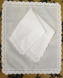 Set of 12 Home Textiles Wedding Handkerchief 3030CM Cotton Ladies Hankies Adults Women Hanky Party Gifts Embroidered Crochet Lace29758316