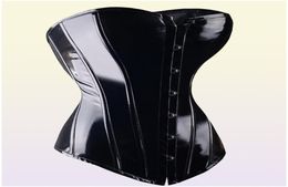 Sexy Black PVC Overbust Corset Steampunk Basque Lingerie Top Goth Rock Corset Sexy Leather Waist Trainer Corset for women Y111924408757