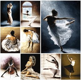 Contemporary Ballet Dancing Girl Woman Posters Prints Wall Art Canvas Painting Home Decor Wall Pictures For Living Room Unframed