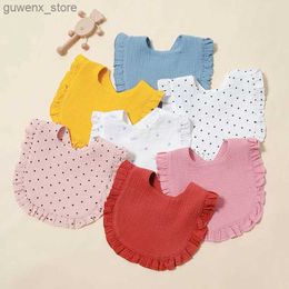 Bibs Burp Cloths 3 pcs Random Styles Infant Bibs 100% Cotton Gauze Soft and Comfortable Saliva Towel Lace feeding Bib Baby Gorl perfect Gift Y240412