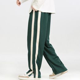 Jogging Trousers Sports Pants Versatile Men's Striped Wide Leg Sweatpants Comfortable Stylish for