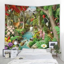 Aesthetic Home Decor Tapestry Beach Towel Yoga Mat Blanket Table Cloth Tapestry Tropical Jungle Animals Wall Hanging Tapestry