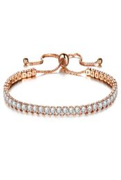 New Round Tennis Bracelet For Women Rose Gold Silver Colour Cubic Zirconia Charm Bracelets Bangles Femme Wedding Jewelry6355016