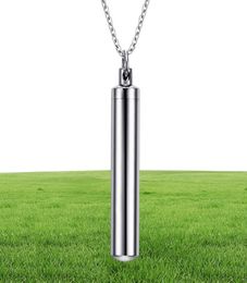 High Polished Stainless Steel Cylinder Memorial Urn Pendant Necklace Ash 5524479