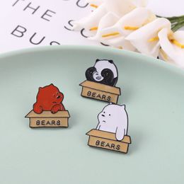 small cute bear panda Brooches for Women Men Wear Hat Glasses Sitting Small Pet Animal Party Casual Brooch Pin Gifts High Qualit