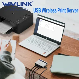 Hubs WAVLINK USB Wireless Print Server 10/100Mbps LAN/Bridge Support Wired/Standalone Modes Compatible With Windows/Mac Printers