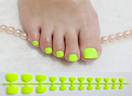Bright Green Acrylic Fake Toe Nails Square Press On Nails For Girls Articficial Candy Macaron Colour False Toenails For Girls1516810