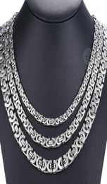 Chains 7911mm Stainless Steel Necklace For Men Women Flat Byzantine Link Chain Fashion Jewellery Gifts LKNN145577979