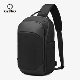 OZUKO Large Capacity Men Sling Chest Bag Waterproof Casual Shoulder Bags for Male Crossbody Multicompartment Messenger 240407