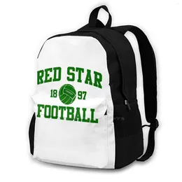 Backpack Red Star Football Athletic College Style 2 Grey Large Capacity School Laptop Travel Bags St Ouen
