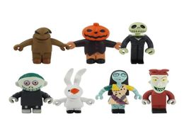 5cm6cm Nightmare Before Christmas Figures Jack Skellington Sally Barrel Lock Shock Zero Pumpkin Oogie Boogie Model2608069