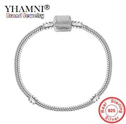 YHAMNI Original Solid 925 Silver 3mm Basic Chain Fit Gift Bracelet DIY Charms Beads Bracelets & Bangles Original Jewellery DHB0044783972