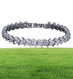 18K White Gold Plated Zirconia Tennis Bracelet Diamond Hand Chain for Men Women Heart Love Crystal Bracelets Bangle Lover Gift Val3934742