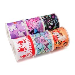 5 Yards Halloween Printed Grosgrain Ribbons For Hair Bows DIY Handmade Materials 82553