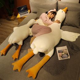 90/130/160CM Lying down software small plush big white goose bed bedroom creative home lazy tatami sofa hug pillow