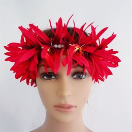 Spide Lily With Pearls Haku Lei Christmas LED Floral Head Crown for Wedding Festival Party Hawaiian Headband Glow Flower Crown