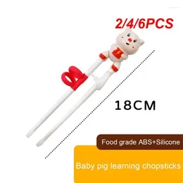 Chopsticks 2/4/6PCS Cartoon Animal Head Children Eating Training Baby Safty Learning Reusable Tableware