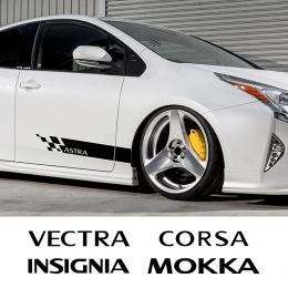 For Opel Astra K H J G Corsa C D Insignia Vectra Vectra B Mokka 2PCS Car Styling Door Side Skirt Stripes Stickers Accessories
