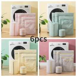 Laundry Bags 6pcs Bag Candy Colour Set Anti Deformation Underwear Bra Care NetWashing Machine Enlarged Mesh Pocket