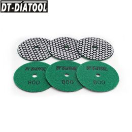 DT-DIATOOL 6/12pcs Grit 800 Dry Polishing Pads Resin Bond Flexible For Marble Ceramic 4"/100mm Granite Sanding Disc