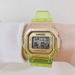 Children Luminous Electronic Watches Colours Plastic Waterproof Sports Wristwatches Multi-functional Campus Alarm Clock Men Women