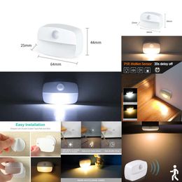 New Wireless Motion Sensor LED Night Light Batteries Small Nightlights Lamp For Room Corridor Closet Wine Cabinet Easy Instal