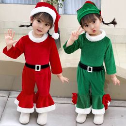 Christmas children's clothing baby Christmas clothing boys and girls photo theme clothing baby red green bell pants suit