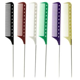 6PcsLot Stainless Steel Rat Tail Comb Set Unbreakable Resin Teeth Hair Cutting Comb Salon Barbers Styling Hairdressing Tools7769613