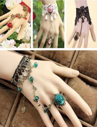 Elegant Lace Lady Bridal Accessories Wedding Party Gothic Ring Bracelet Cuffs Bangle Bridal Jewelry Christmas Gift2446271