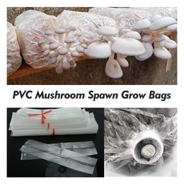 PVC Mushroom Spawn Grow Bag Media Grow Substrate High Temp Pre Sealable Agaric Spawn Culture Planting Pouch Breathable Lock Ring