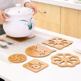 Table Mats Home Kitchen Items Wooden Cartoon Creative Cute Heat Insulation Mat Plate Non-slip Pan Bowl Cup