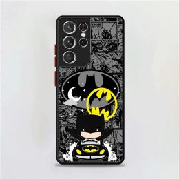 Cute B-Batman Phone Case for Samsung Galaxy S23 Ultra S22 S20 FE S21 Plus 5G S10 Plus S22Ultra Matte Shockproof Armor Cover