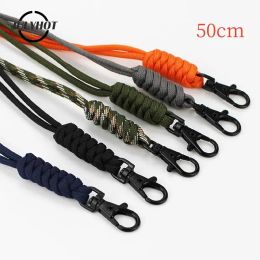 50cm Rotatable Buckle Key Ring Lanyard Keychain High Strength Cord Lanyard Mobile Phone Keychain Whistles Cord Wrist Strap