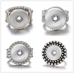 Newest 10pcslot Snap band Ring Jewellery fit 18mm Ginger Metal Silver Button Adjustable6811038