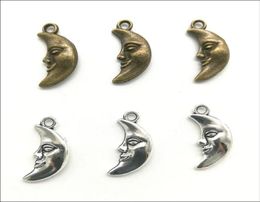 100pcs Moon God Face Alloy Charm Pendant Retro Jewellery DIY Keychain Ancient Silver Bronze Pendant For Bracelet Earrings 19x9mm6085135