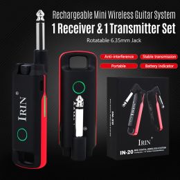 Cables IN20 Wireless Guitar System 99 Channels Builtin Rechargeable Wireless Guitar Transmitter Receiver for Electric Guitar Bass