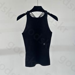 Sexy Halter Straps Vest Womens Letter Embroidery Cotton Thin Crop Tops Summer Sleeveless Casual Tank Tops