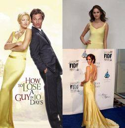 Kate Hudson Yellow Gold Celebrity Evening Dresses in How to Lose a Guy in 10 Days In Movies Celebrity Party Gowns5763953