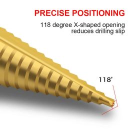 Oauee HSS Spiral Grooved Titanium Coated Step Drill Bit High Speed Steel Metal Wood Hole Cutter Cone Drilling Tool 4-12mm 4-20mm