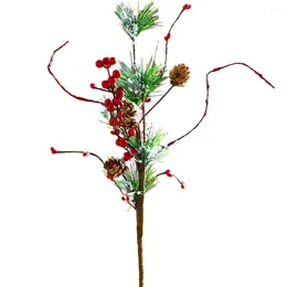 Decorative Flowers 45cm 3pcs Flower Crafts Party Snow Pine Fruit Pineal Branch Imitation Berry Wood Quality Plastic Christmas Decorations