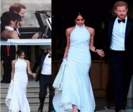 Meghan Markle Wedding Dresses Floor Length Chiffon Simple Sheath Bridal Gowns Sleeveless Beach Wedding Dress vestidos de novia1297130