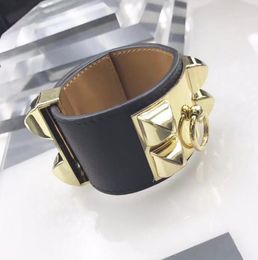 high quality rivet genuine leather collier bracelet for women smooth leather2097143
