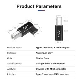 USB Type C To USB B Adapter Female To Male Connector For Scanner Printer Data Transfer MIDI Converter For Electric Piano Organ