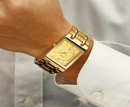 Relogio Masculino WWOOR Gold Watch Men Square Mens Watches Top Brand Luxury Golden Quartz Stainless Steel Waterproof Wrist Watch Q7278183