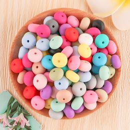 Sunrony 100/200/500PC 14mm Silicone Beads Abacus Lentil Loose Eco-Friendly Bead For Jewellery Making Bulk Jewellery Crafts Wholesale