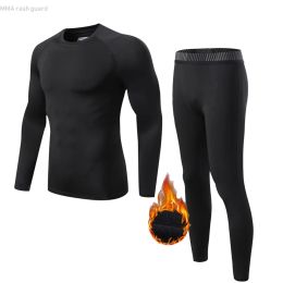 Sets Men's Sports Tights Compression Underwear Warm Base Layer Thermal Shirts Pants Fleece Kids Thermal Underwear Winter Jogging Wear