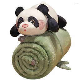 Blankets Cartoon Panda Flannel Roll Blanket Air Conditioning Room Nap Pillow Single Student Can Store Small Comfortable